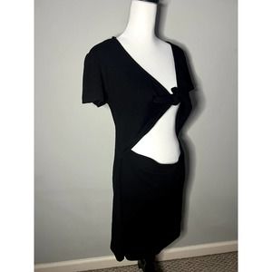 Womens Abound Black Tie Front Ribbed Knit Dress SZ L NEW